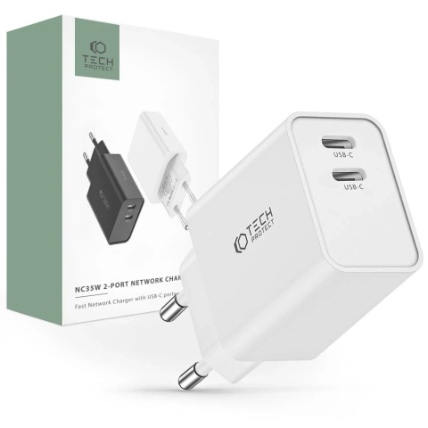 Tech-Protect C35W 2-Port-Netzwerkladegerät PD35W weiß