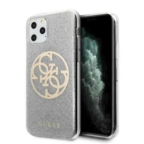 Etui na telefon Guess do iPhone 11 Pro jasnoszary/light grey Hard Case Glitter 4G Circle Logo