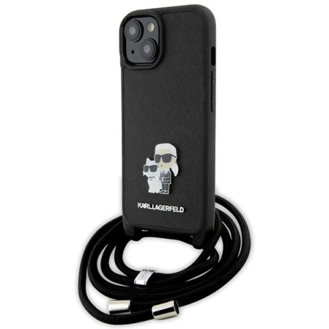 Etui Karl Lagerfeld KLHCP15SSAKCPSK für iPhone 15 6,1" Hardcase Czarny/Black Crossbody Saffiano Metal Pin Karl