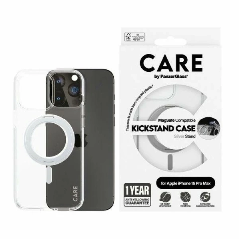 Etui do iPhone 15 Pro Max CARE by PanzerGlass Kickstand MagSafe Silver