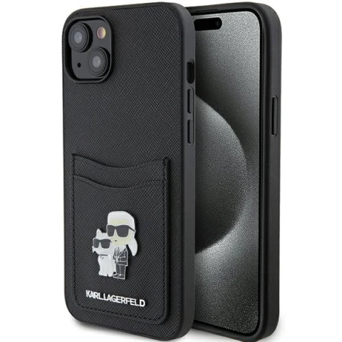 Etui Karl Lagerfeld KLHCP15SSAPKCNPK für iPhone 15 6,1" czarny/schwarz Hardcase Saffiano Cardslot Karl