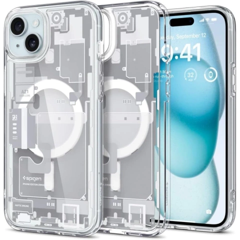 Spigen Ultra Hybrid Mag Mag Safe für Apple iPhone 15 Zero One Weiß
