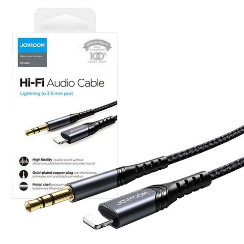 Kabel 100cm Joyroom SY-A02 Lightning - AUX Kabel Schwarz