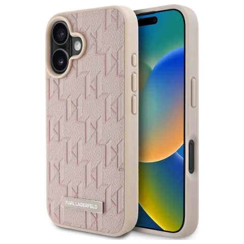 Karl Lagerfeld Hülle für iPhone 16 6,1" Pink Magsafe Hardcase Hot Stamp