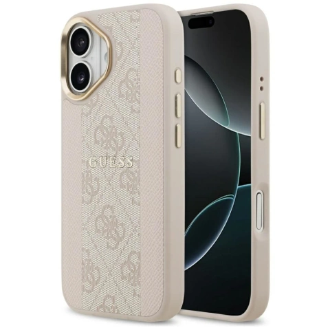 Etui Guess 4G Stripe MagSafe do iPhone 17 Różowy