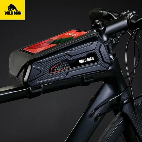Wildman M90 Fahrradtasche Rahmentasche mit Telefonfenster Schwarz