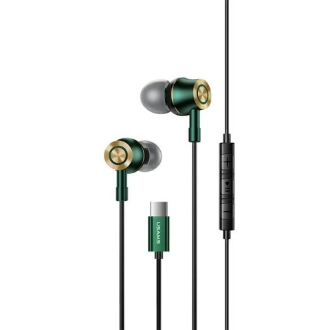 USAMS Stereo Kopfhörer EP-43 Metall USB-C dunkelgrün/dunkelgrün HSEP4302
