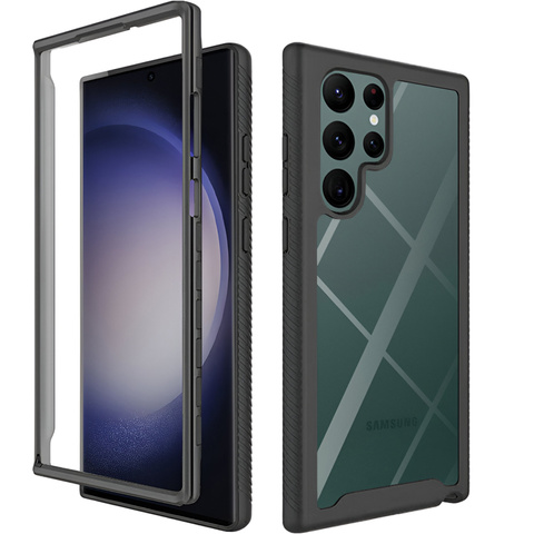 Hülle für Samsung Galaxy S24 Ultra Armored Cover Hydrogel Screen Film Case 360 Defense Pro Schwarz