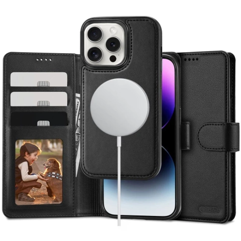 Etui für iPhone 16 Pro Tech-Protect Wallet MagSafe Schwarz