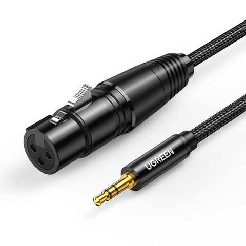 Audiokabel AV182 UGREEN XLR Buchse auf Klinke 3,5 Stecker 2m schwarz