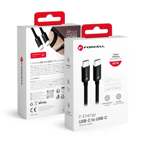 USB-C-auf-USB-C-Kabel 60 W, 2 m Forcell C338 QC 4.0 PD für 60-W-Ladegeräte