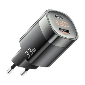 Essager GaN-Wandladegerät, USB-A, USB-C 33 W Schwarz Schwarz