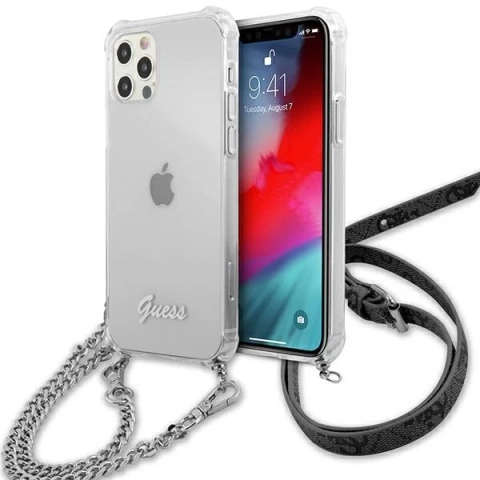 Guess GUHCP12MKC4GSSI iPhone 12/12 Pro 6,1" Transparente Hardcase 4G Silver Chain