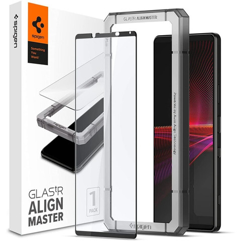 Spigen Alm Glass FC Panzerglas für Sony Xperia 1 III Schwarz
