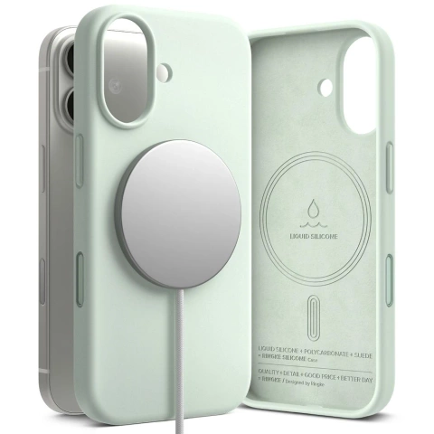 Etui do iPhone 17 Ringke Silicone Magnetic MagSafe Soft Mint