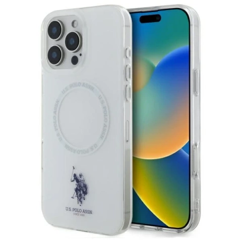 US Polo USHMP16LHOCLDPW iPhone 16 Pro 6,3" weiß/weißer IML-Ring MagSafe
