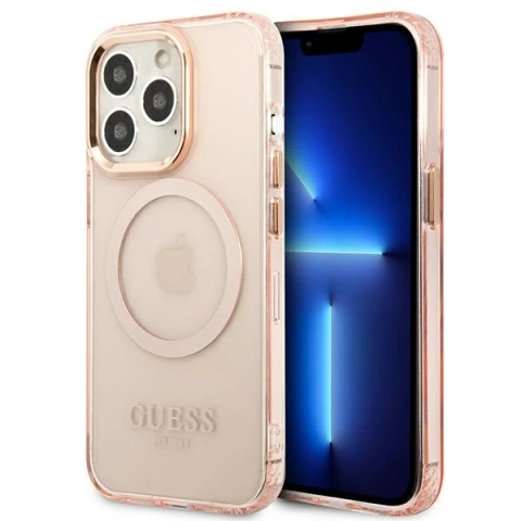 Etui Guess GUHMP13XHTCMP für iPhone 13 Pro Max 6,7" Hartschale Gold Outline Translucent MagSafe