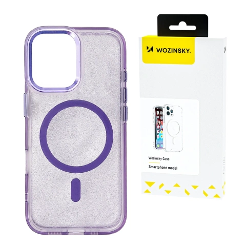 Etui Wozinsky Glitter MagSafe do Samsung Galaxy S24 FE Fiolet Brokat