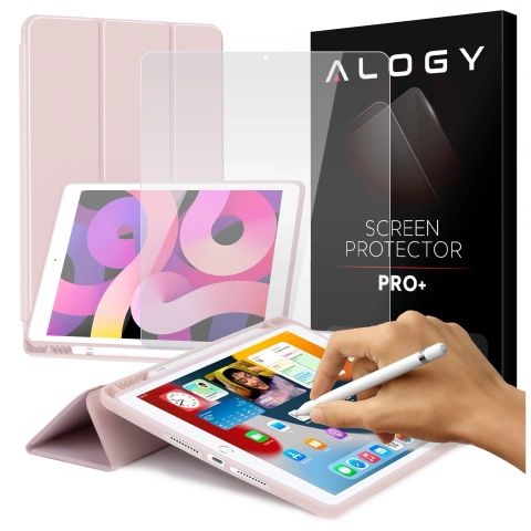 Hülle für Apple iPad 10.2 9 Gen 8/7 2021/2020/2019 Smart Pencil Case Alogy TPU Tablet Cover Rosa Glas