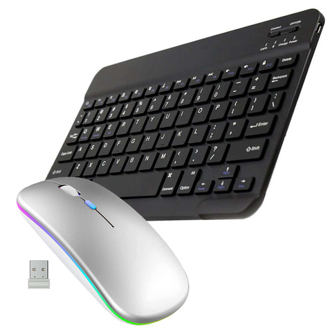 Universelle 10-Zoll-Bluetooth-Tastatur, schlanke LED-Maus