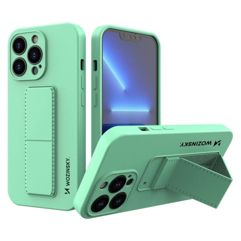 Wozinsky Kickstand Case Silikonhülle mit Ständer für iPhone 13 mini mint