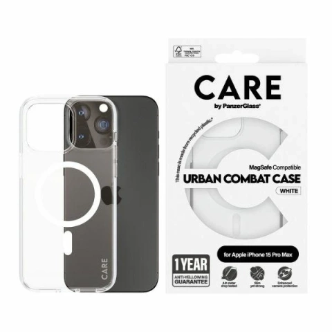 iPhone 15 Pro Max CARE by PanzerGlass Urban Combat Case MagSafe Klar-Weiß