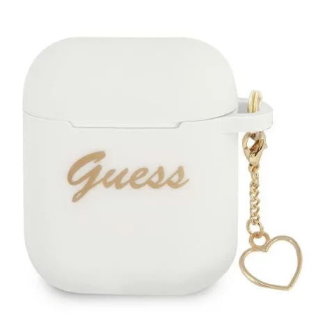 Guess GUA2LSCHSH AirPods 1/2 Cover biały/white Silicone Charm Collection