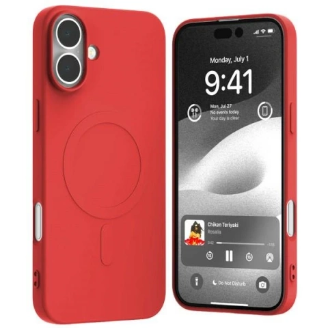 Mercury MagSafe Halbsilikonhülle für iPhone 16 Plus 6,7 Zoll Rot