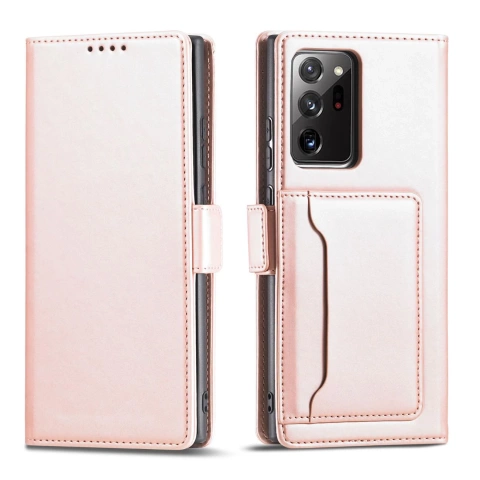 Magnet Kartenetui Hülle für Samsung Galaxy S22 Ultra Cover Card Wallet Kartenhalter Pink