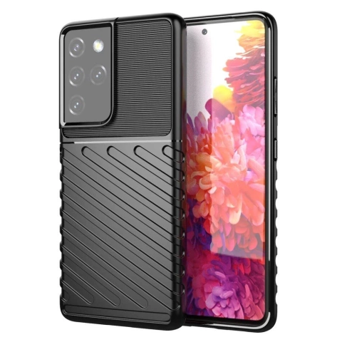 Protective Thunder Case für Samsung Galaxy S23 Ultra Silikon-Rüstungshülle Schwarz