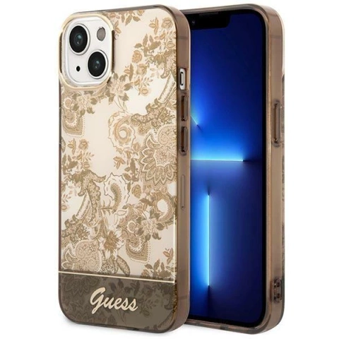 Etui Guess GUHCP14SHGPLHC für Apple iPhone 14 6,1" Ocker Hardcase Porcelain Collection