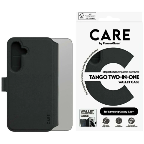 CARE Case für Samsung Galaxy S25 von PanzerGlass Feature Tango Wallet 2in1 Schwarz