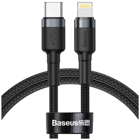 Baseus Cafule USB-C Lightning PD 1m Nylonkabel Schwarz / Grau