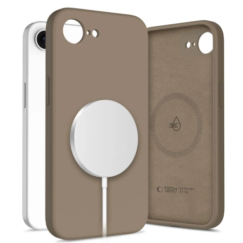 Etui Tech-Protect Liquid Silicone MagSafe iPhone 16e Schokoladenbraun