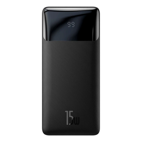 Powerbank mit Display Baseus Bipow 10000mAh 15W schwarz (Overseas Edition) USB-A - Micro USB Kabel 0,25m schwarz (PPBD050001)