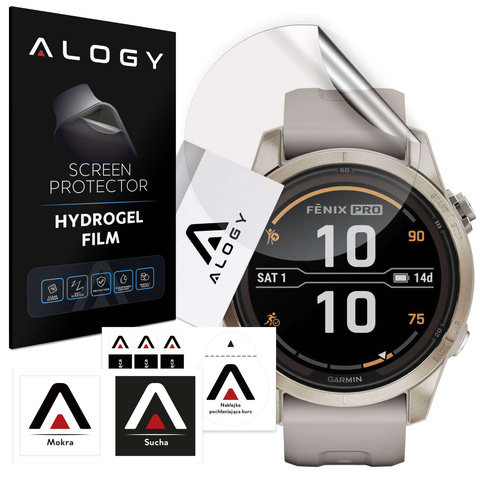 2x Alogy Hydrogel Hydrogel Schutzfolie für Smartwatch für Garmin Fenix 7s Pro