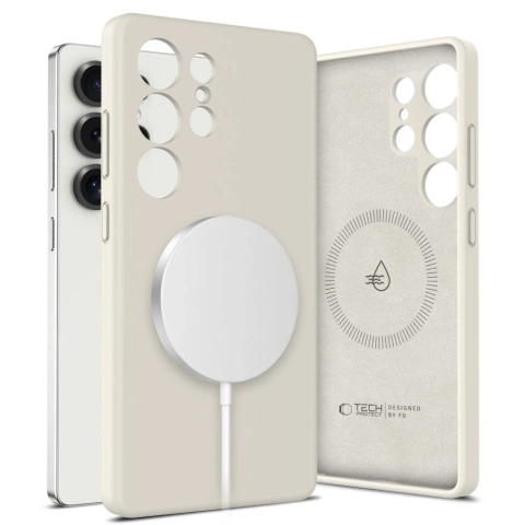 Etui do Samsung Galaxy S25 Ultra Tech-Protect Liquid Silicone MagSafe Cosmic Latte