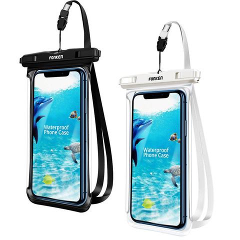 Fonken wasserdichtes Gehäuse x2 universell wasserdicht IPX8 bis 6,5 "Schwarz / Weiß