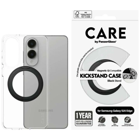 Samsung Galaxy S25 Edge PanzerGlass Kickstand QI Hülle Transparent