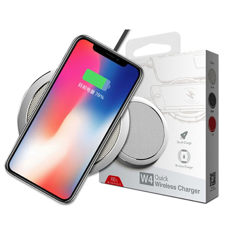 Induktives Schnellladegerät Qi Rock w4 silber