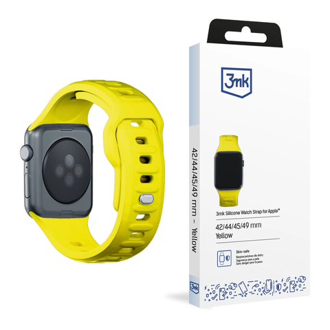 Smartwatch-Zubehör 3mk Silikon-Uhrenarmband für Apple Watch 42/44/45/49 mm Gelb