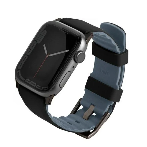 Pasek UNIQ Linus Apple Watch Series 4/5/6/7/8/SE/SE2 38/40/41mm Airosoft Silikon czarny/midnight black