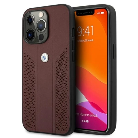 Etui BMW BMHCP13LRSPPR für Apple iPhone 13/ 13 Pro 6,1" Hardcase Leather Curve Perforate