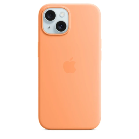 Hülle für Apple iPhone 15 Silikon Case MagSafe Orange