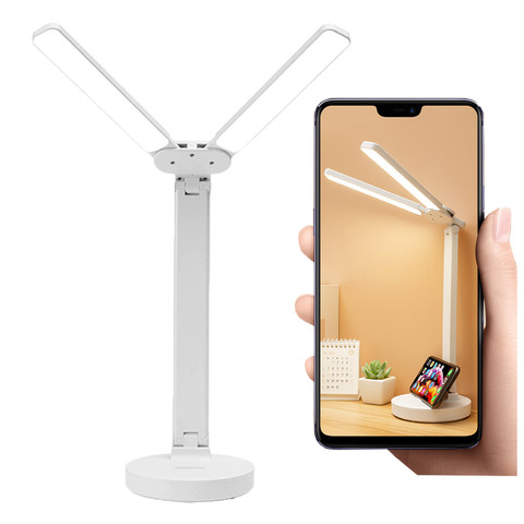 Lampe Alogy Doppel-LED-Schreibtischlampe stehend auf dem Schreibtisch mit Akku Schulzeichner Weiß