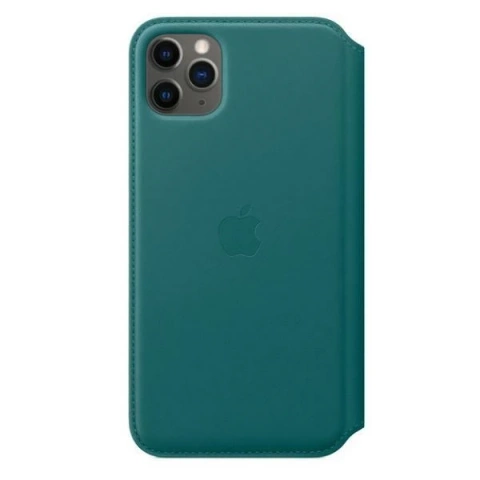 Original Apple Phone Case MY1Q2ZM/A für Apple iPhone 11 Pro Max Pfauenfeder/blaues Lederbuch