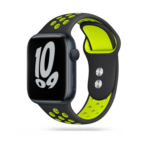 SoftBand Rubber Band Strap für Apple Watch 4/5/6/7/8 / SE / Ultra (42/44/45/49 mm) Schwarz / Lime