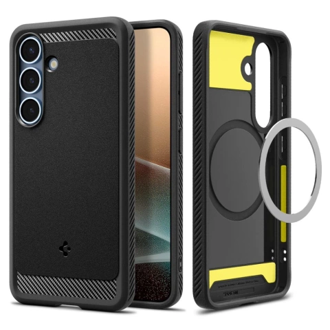 Etui für Samsung Galaxy S25 Mattschwarz Spigen Rugged Armor Mag MagSafe