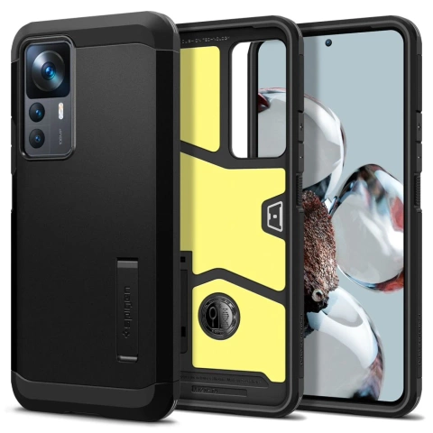 Es passt mit dem Spigen Tough Armor-Telefon auf das Xiaomi 12T / 12T Pro Black