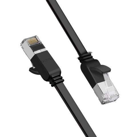 UGREEN Kabel flach Internet Netzwerkkabel Ethernet Patchkabel RJ45 Cat 6 UTP 1000 Mbit/s 1 m schwarz (NW101 50184)